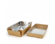 Фольгований контейнер для суші 300*150*60, крафт/срібло